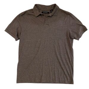 Axist Gray Striped Business Casual Short Sleeve Polo Men’s Shirt Size Small